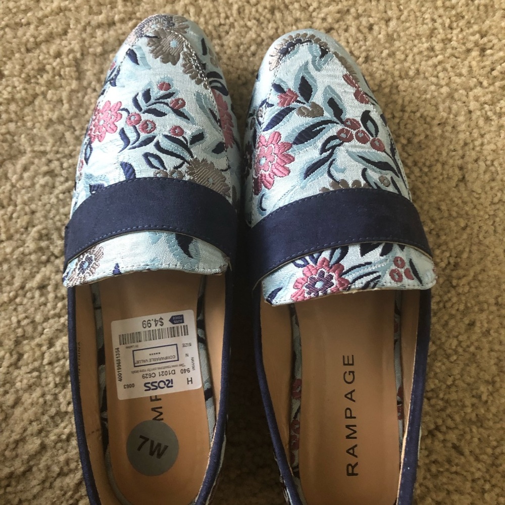 Rampage Blue Floral Flats